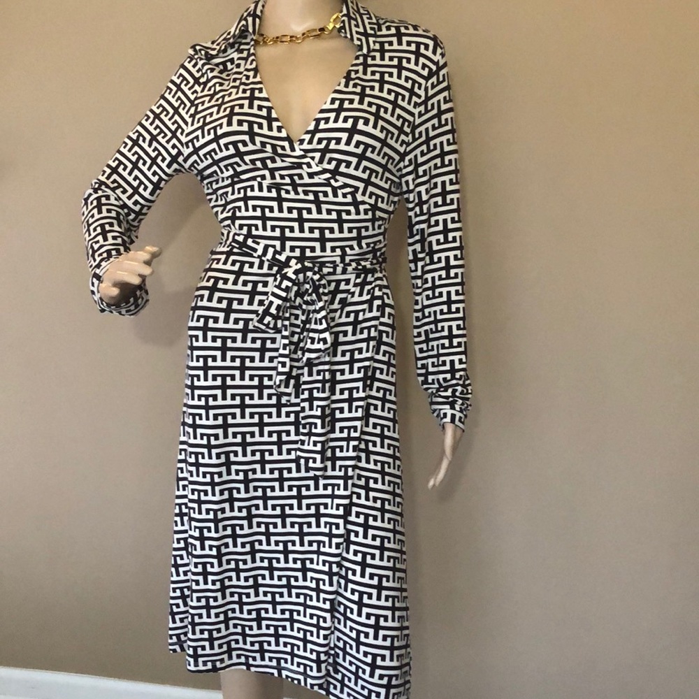 Tart black and white print wraparound dress